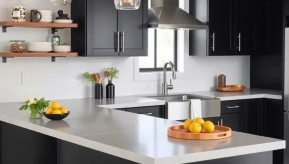 Dark Cabinets with Light Countertops
