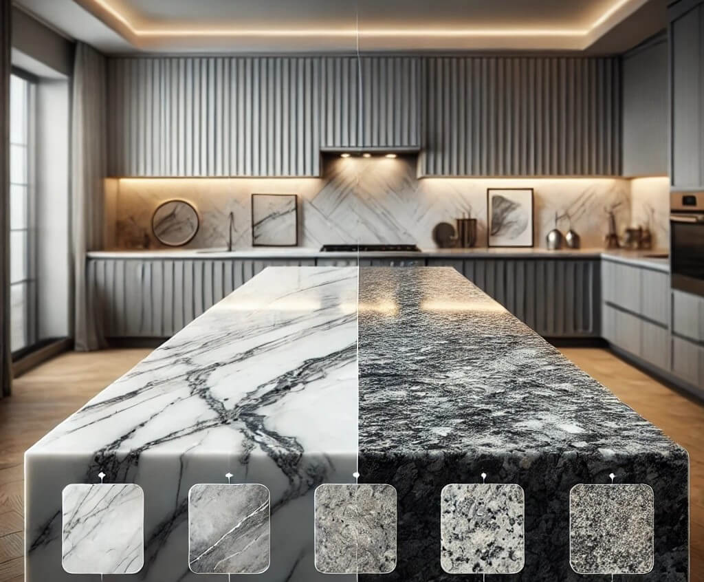 Marble vs Quartz vs Laminate Countertops