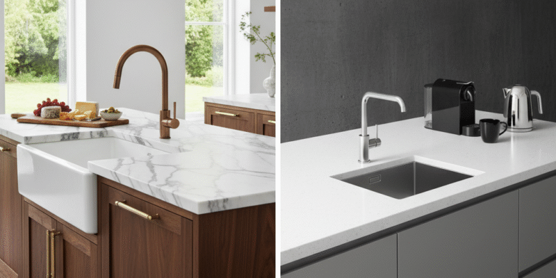 Marble vs Quartz Countertops in Ontario: A Complete Comparison 1 Marble vs Quartz Countertops in Ontario: A Complete Comparison