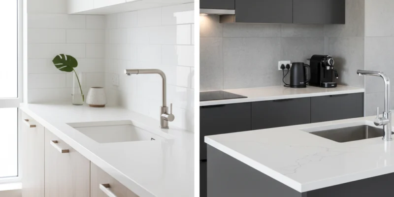 Solid Surface (Corian) vs Quartz: Seamless Finish or Scratch Resistance? 1 Solid Surface vs Quartz: Seamless Finish or Scratch Resistance?