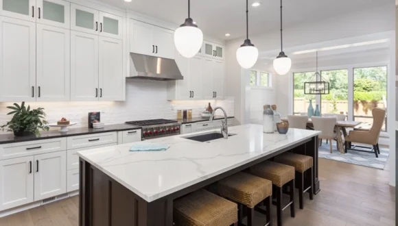 Kitchen Island Countertops in Toronto – Waterfall & Bookmatched Designs