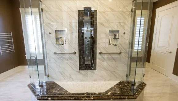 Custom Stone Shower Jambs in Toronto – Frameless Shower Details