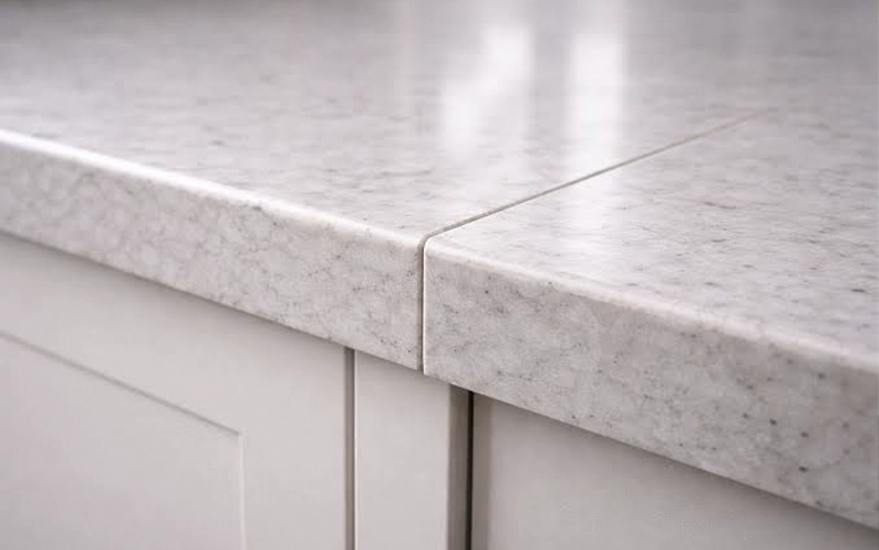 Countertop seam placement examples across straight runs corners sinks and kitchen islands