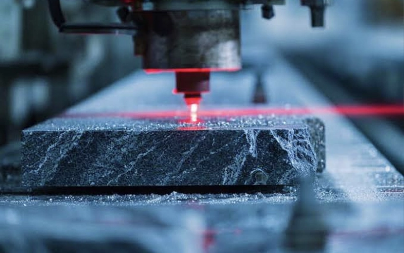 CNC stone fabrication equipment producing custom countertop components